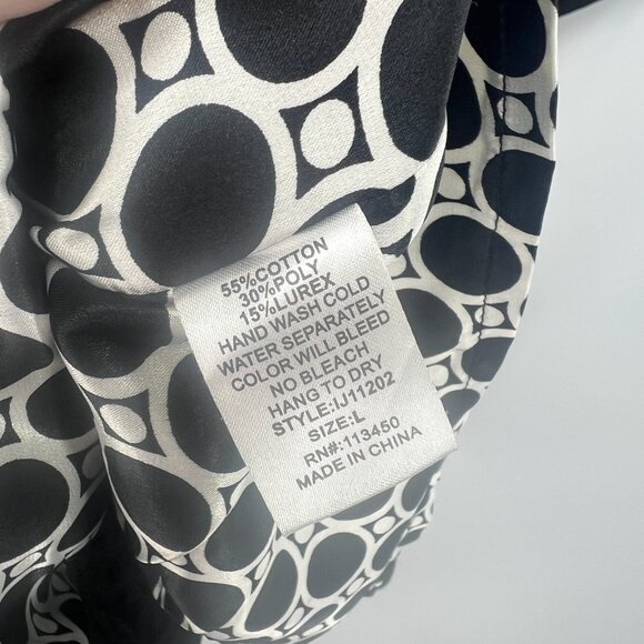 Lu Luvia Black Embellished Jacquard Half Sleeve Button Front Jacket Women Large - Picture 6 of 6